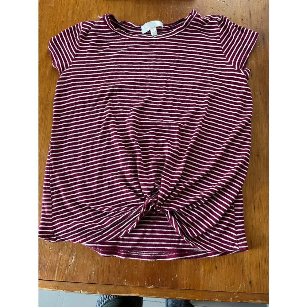 Bundle of old navy girls gold and maroon stripe tees M/L